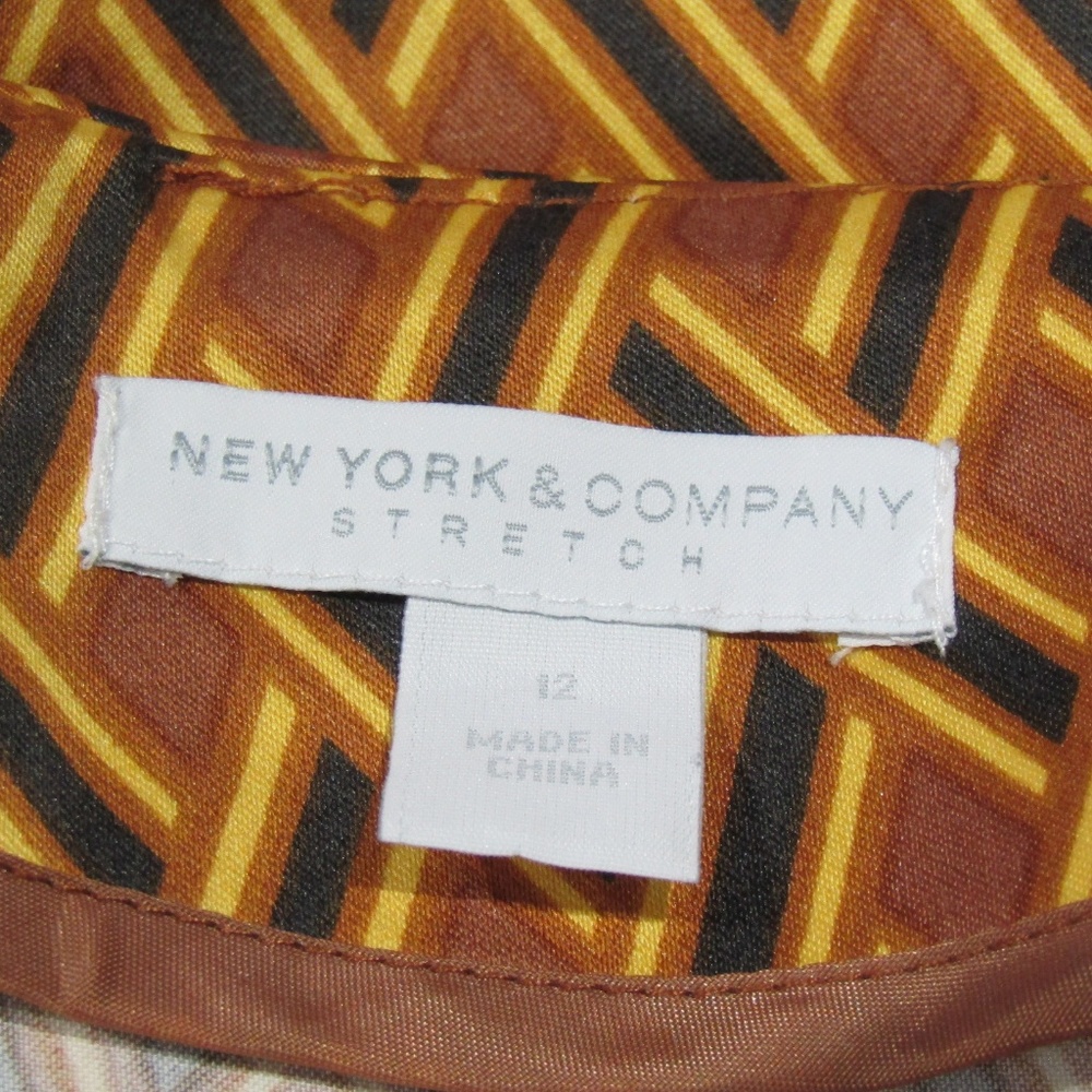 New York & Company Brown & Yellow Print Skirt 12 - Picture 4 of 5